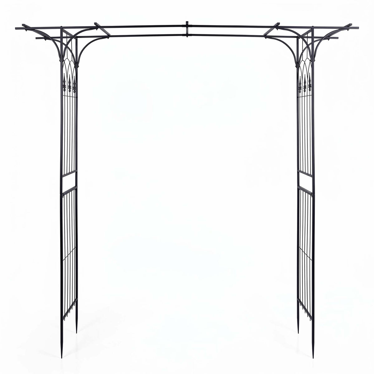 <p>Garden Arbor, 215cm Arch Trellis w/Extended Roof for Climbing Plants Roses Vines