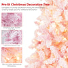 7.5 FT Pre-Lit Artificial Christmas Tree with Snow Flocked Pink Leaves