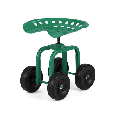 Lucktree Garden Cart, Rolling Workseat with 4 Wheels, Garden Stool 360-degree Swivel Work Seat & Adjustable Heigh