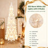 7 FT Christmas Pencil Tree, Hinged Holiday Tree with 300 Warm White LED Lights