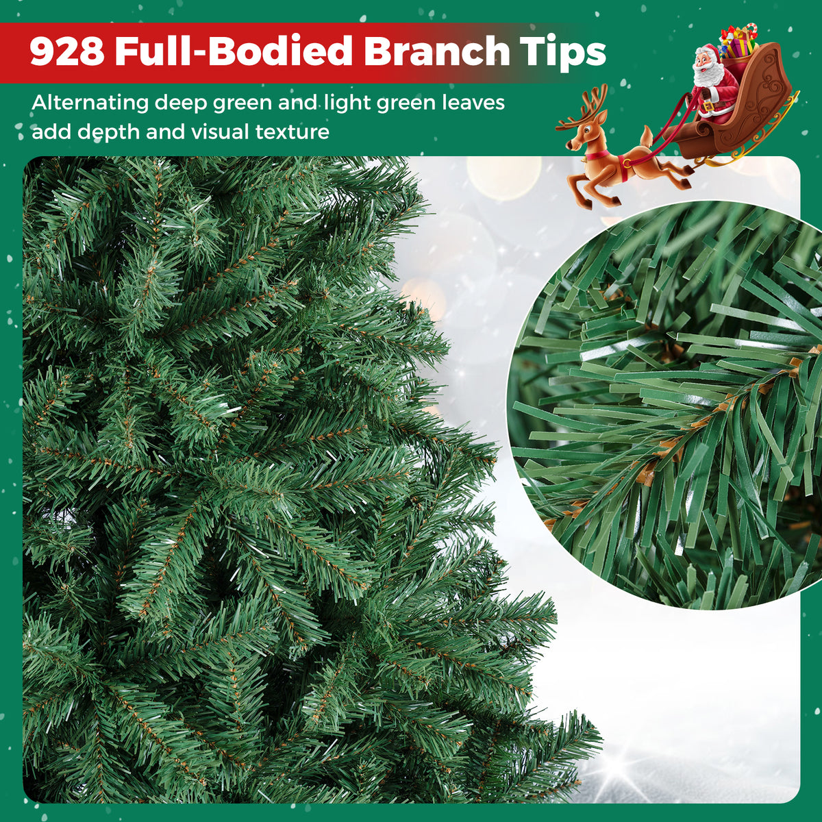 180 CM Artificial Christmas Tree, Hinged, Unlit, Green