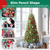 5FT/6FT/6.9FT Artificial Christmas Tree, Modern Christmas Tree w/ LED Lighting