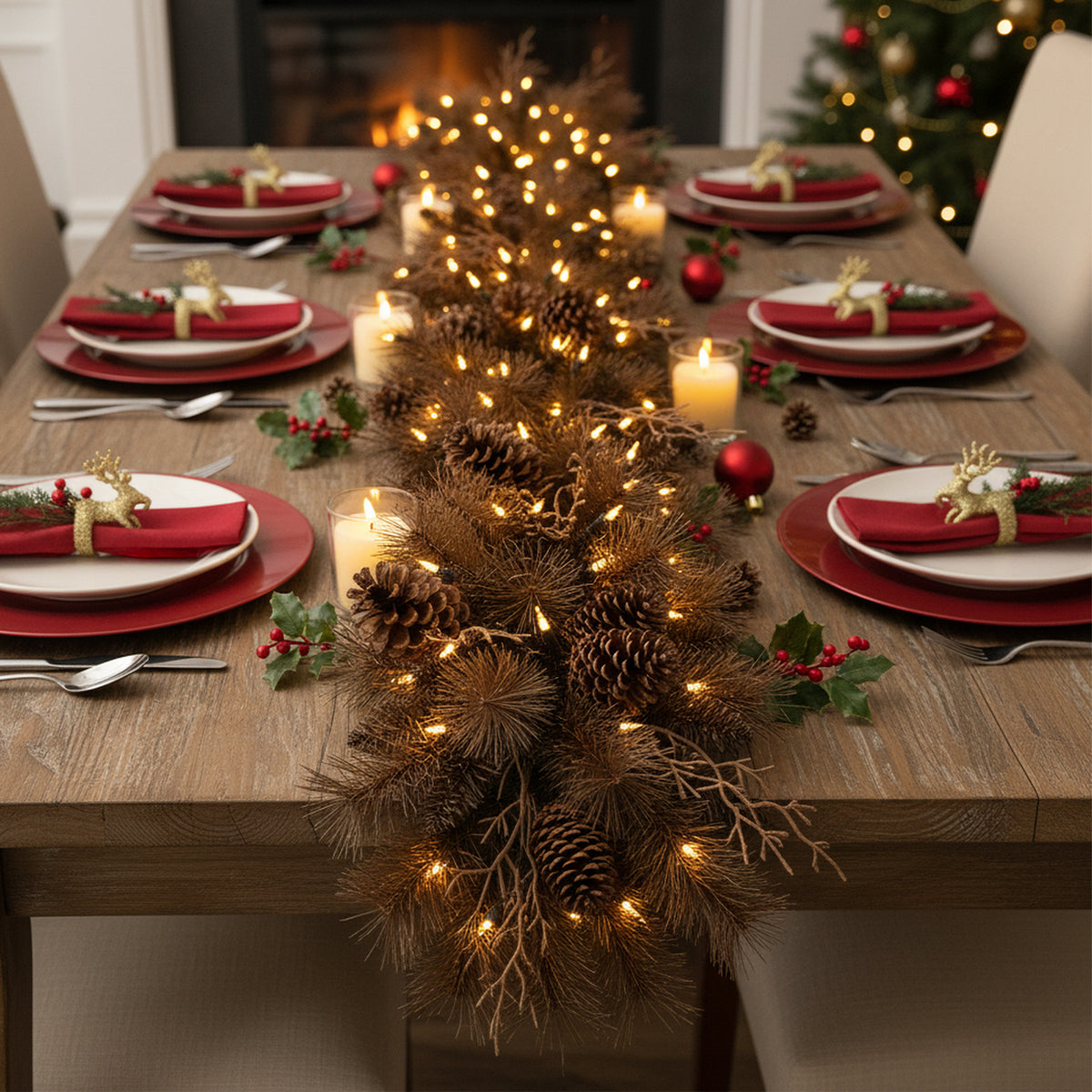 9FT Pre-lit Artificial Christmas Garland, Christmas Garland with 35 Warm White LED Lights