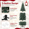 6FT/9FT Pre-Lit Pencil Christmas Tree, Snowy Artificial Christmas Tree with 1298 Branch Tips & 500 LED Lights
