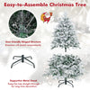 4.5 FT Pre-Lit Christmas Tree Snow Flocked, Artificial Christmas Tree with 757 Branch Tips