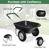 Garden Cart Wheelbarrow, 2-Wheel Outdoor Trolley with Metal Frame, 14" Pneumatic Tires