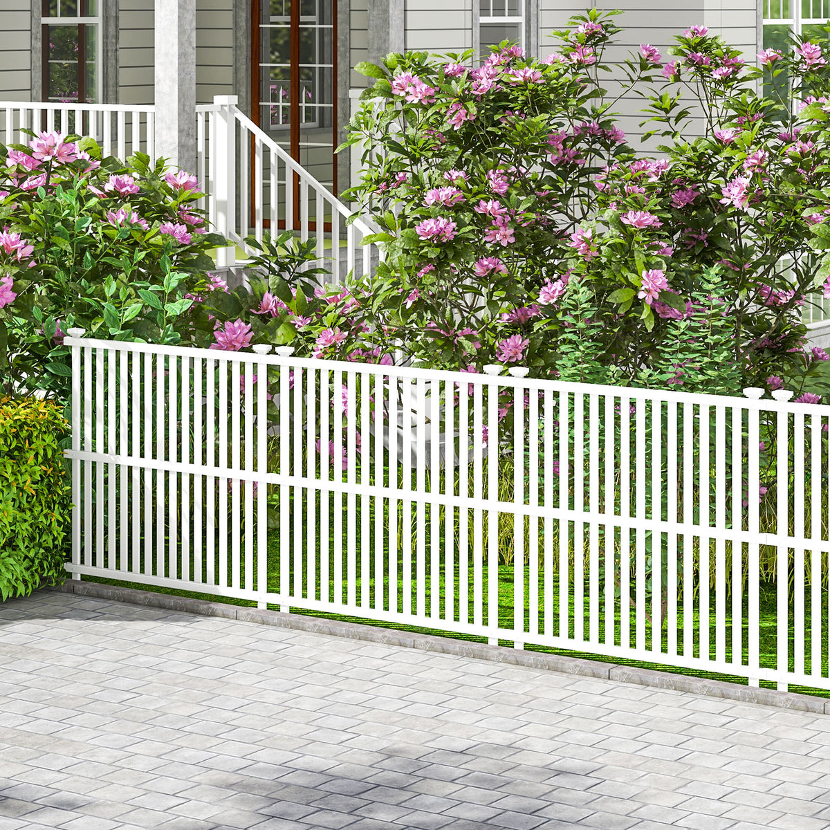 Outdoor Air Conditioner Fence, 113 x 114 cm Vinyl Privacy Screen with Metal Ground Stakes