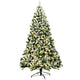 Snow Flocked Pre-Lit Christmas Tree, 7.5FT Artificial Slim Hinged Pencil Xmas Tree w/1346 Branch Tips