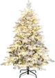 4.5 FT Pre-Lit Christmas Tree Snow Flocked, Artificial Christmas Tree with 757 Branch Tips