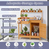 Wooden Potting Bench Table, Outdoor Garden Planting Table with Cabinet Drawer