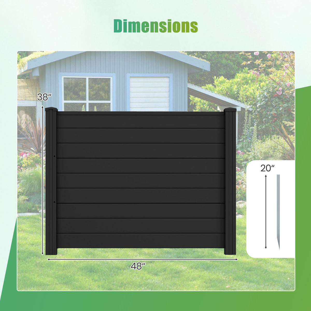 122cm x 95cm Air Conditioner Fence 2 Panels, Outdoor Privacy Fence with Metal Ground Stakes