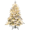 4.5 FT Pre-Lit Christmas Tree Snow Flocked, Artificial Christmas Tree with 757 Branch Tips