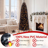 7/8 FT Pre-Lit Black Christmas Tree, Slim Artificial Halloween & Xmas Tree