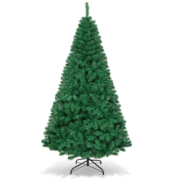 5/6/7/8 FT Artificial Christmas Tree, Unlit Full Xmas Pine Tree with 350/650/950/1138 Branch Tips & Folding Metal Stand