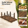 150cm Wooden Bridge, Arc Footbridge w/Safe Chain Railings, Outside Small Arc Pond Bridge