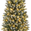 6FT/9FT Pre-Lit Pencil Christmas Tree, Snowy Artificial Christmas Tree with 1298 Branch Tips & 500 LED Lights