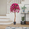 53" Artificial Bougainvillea Tree, Faux Silk Flower Plant in Pot with 576 Flowers & 288 Leaves