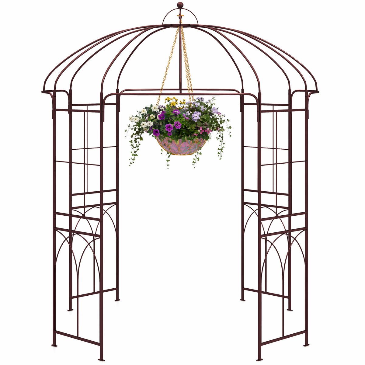 French Style Birdcage Garden Arbor, Heavy-Duty Metal Pergola Pavilion for Climbing Plants