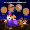 5FT Long Halloween Inflatable Dachshund, Blow Up Wiener Dog with Pumpkin & Witch Hat