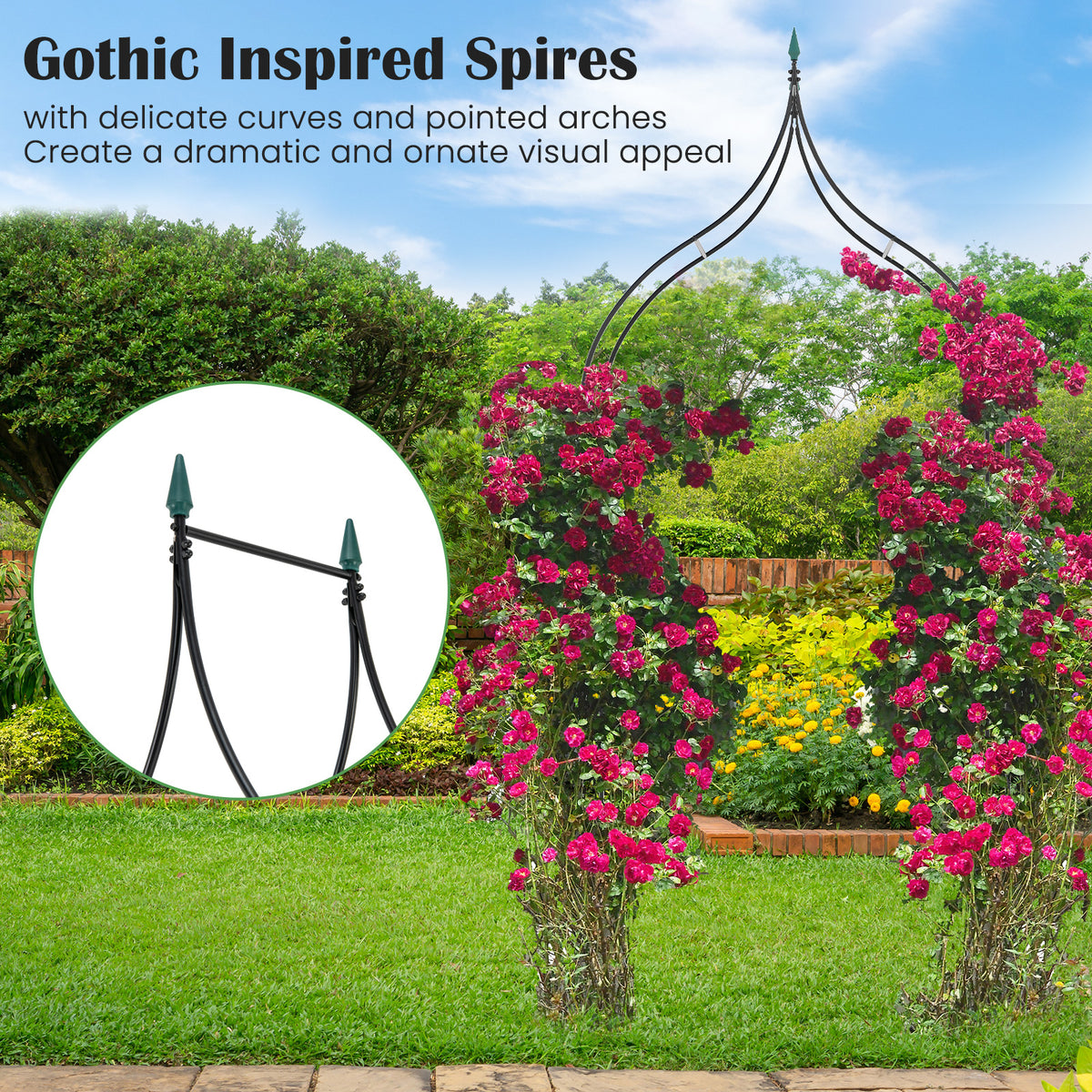 Metal Garden Arch, Rose Garden Arbor for Various Climbing Plant, Outdoor Lawn Backyard