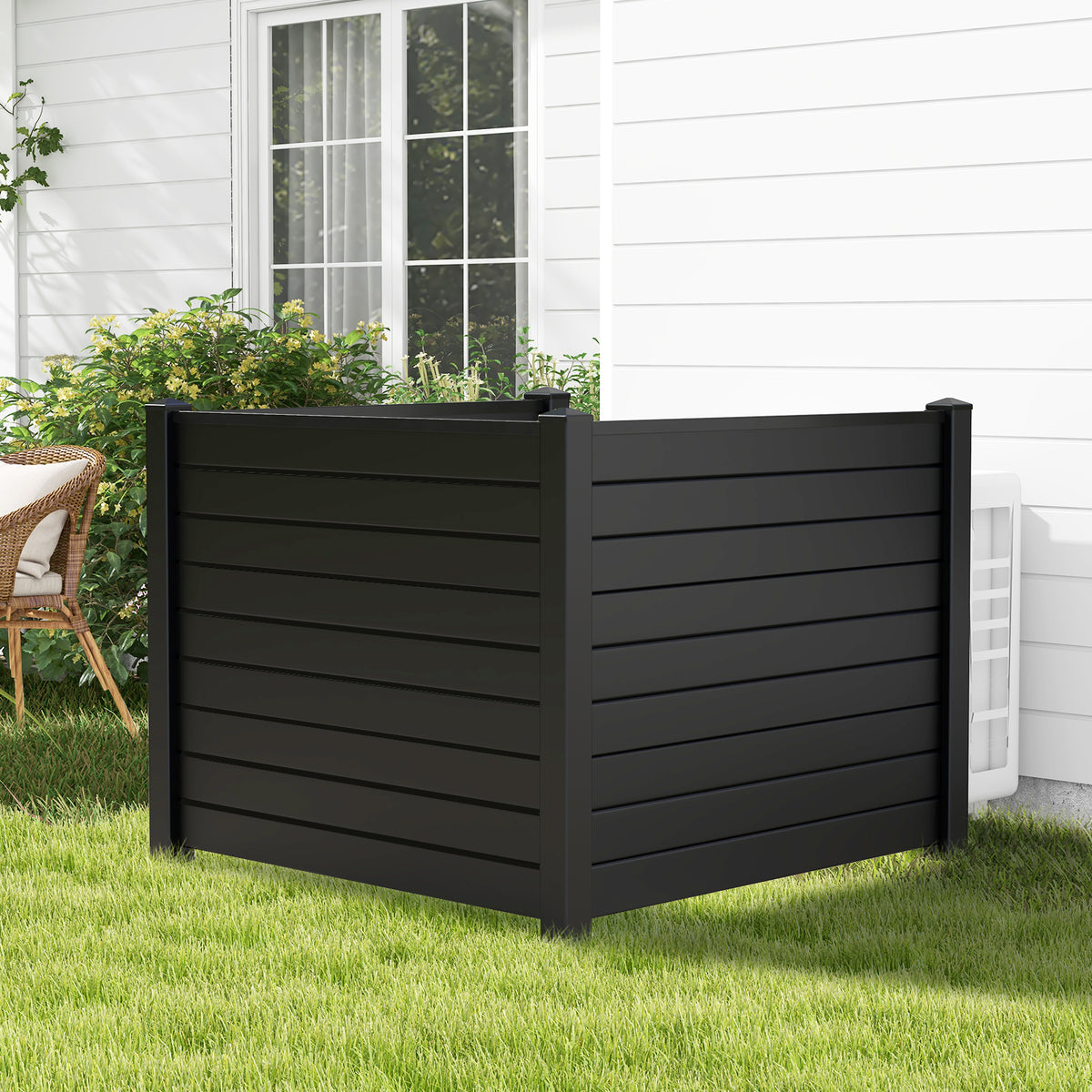 122cm x 95cm Air Conditioner Fence 2 Panels, Outdoor Privacy Fence with Metal Ground Stakes