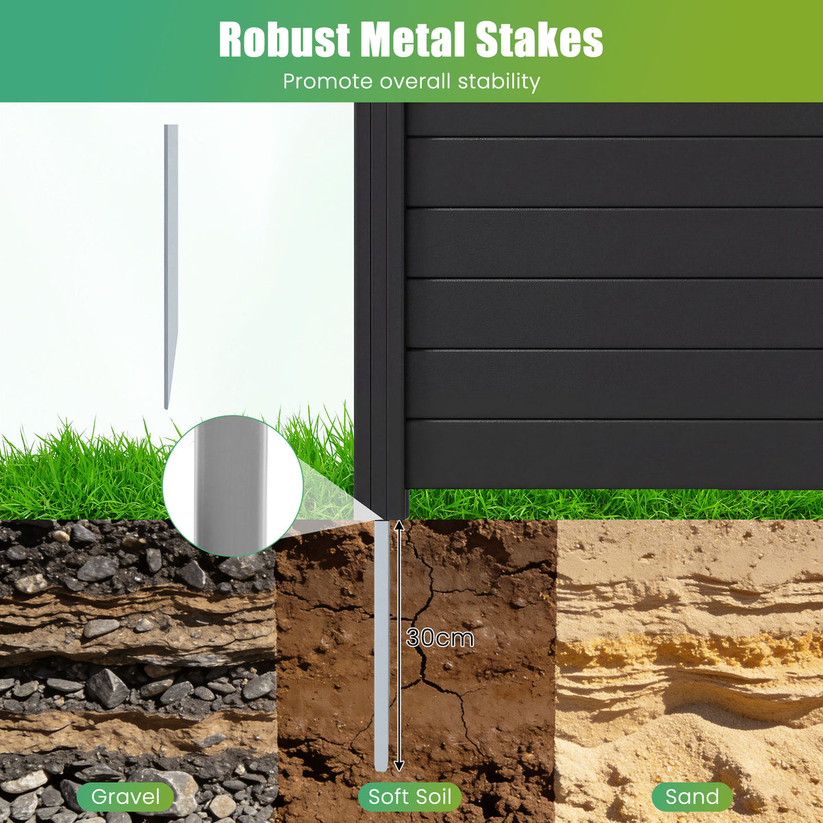 122cm x 95cm Air Conditioner Fence 2 Panels, Outdoor Privacy Fence with Metal Ground Stakes