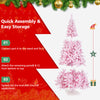 7.5 FT Pre-Lit Artificial Christmas Tree with Snow Flocked Pink Leaves