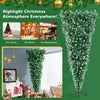 7.5 FT Pre-lit Upside Down Christmas Tree, Snow Flocked Artificial Xmas Tree with 1100 PVC Branch Tips