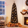 7/8 FT Pre-Lit Black Christmas Tree, Slim Artificial Halloween & Xmas Tree