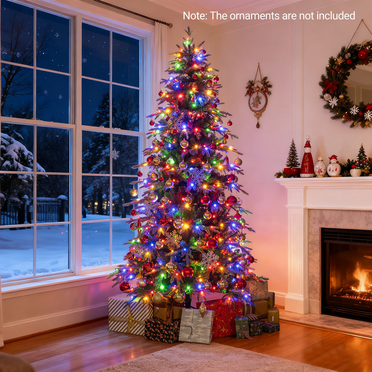 7.5FT Pre-lit Artificial Christmas Tree, Hinged Xmas Tree with 1195 Branch Tips