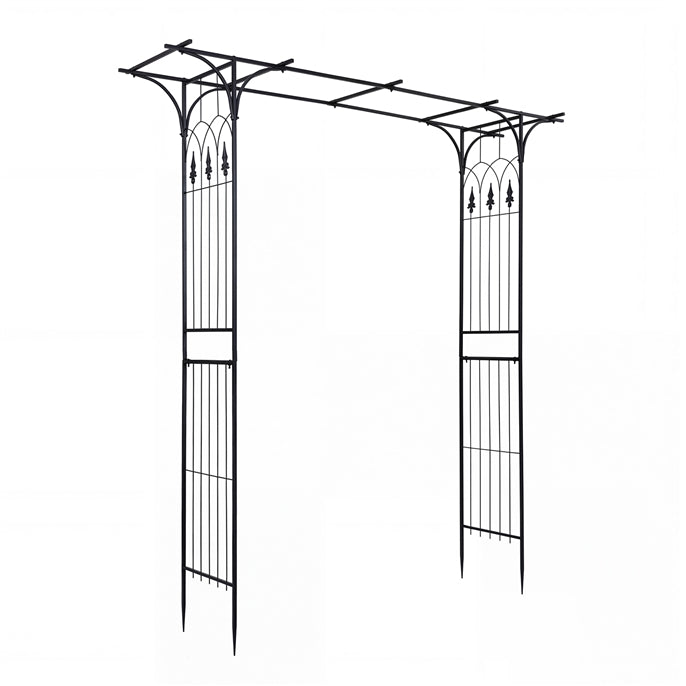 <p>Garden Arbor, 215cm Arch Trellis w/Extended Roof for Climbing Plants Roses Vines