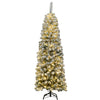 4.5/6/7.5 FT Pre-Lit Snow Flocked Artificial Christmas Tree, Easy-Setup Hinges