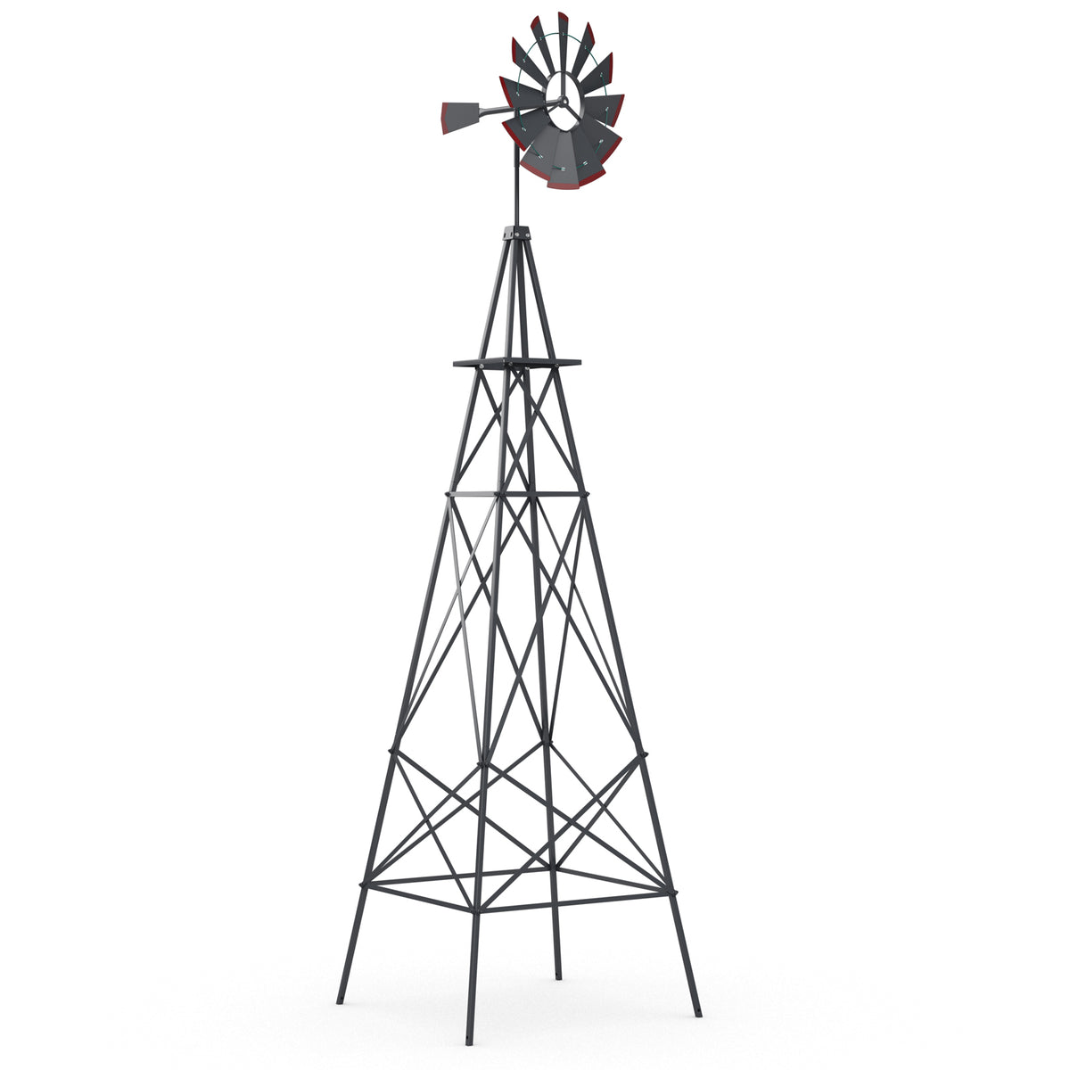 8ft Steel Windmill, Farmhouse Windmill Decoration with Directional Vane