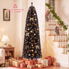 7/8 FT Pre-Lit Black Christmas Tree, Slim Artificial Halloween & Xmas Tree