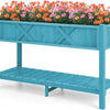 Lucktree HIPS Raised Garden Bed, Elevated Planter Box w/Legs, Storage Shelf, Drain Holes