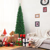 5/6/7/8/9 FT Slim Pencil Artificial Christmas Tree, Unlit Green Xmas Tree with Lush PVC Branch Tips