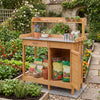 Wooden Potting Bench Table, Outdoor Garden Planting Table with Cabinet Drawer