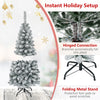 4.5/6/7.5 FT Snow-Flocked Christmas Tree, Artificial Pencil Xmas Tree with 244/502/641 PVC Branch Tips