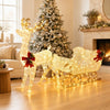 Pre-lit Artificial Christmas Decoration, Lighted Christmas Reindeer and Sleigh with LED Lights