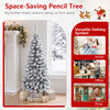 4.5/6/7.5 FT Snow-Flocked Christmas Tree, Artificial Pencil Xmas Tree with 244/502/641 PVC Branch Tips