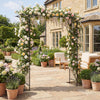 <p>Garden Arbor, 215cm Arch Trellis w/Extended Roof for Climbing Plants Roses Vines