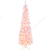 7 FT Slim Pencil Christmas Tree, Hinged Xmas Tree with Flocked Design, 800 PVC Branch Tips