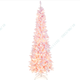 7 FT Slim Pencil Christmas Tree, Hinged Xmas Tree with Flocked Design, 800 PVC Branch Tips