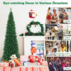 5/6/7/8/9 FT Slim Pencil Artificial Christmas Tree, Unlit Green Xmas Tree with Lush PVC Branch Tips