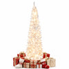 7 FT Christmas Pencil Tree, Hinged Holiday Tree with 300 Warm White LED Lights
