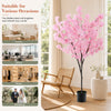 6.5FT Artificial Cherry Blossom Tree, Faux Pink Cherry Plant with Sturdy PE Trunk & Cement-Filled Nursery Pot