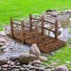 Arched Outdoor Footbridge, 5 FT Fir Wood Garden Crossing with Dual Safety Side Rails