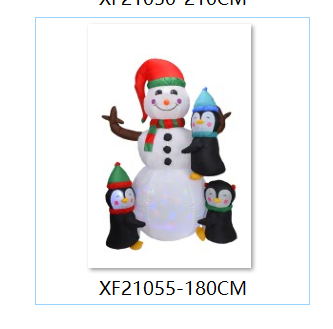 6ft Christmas Inflatable Snowman with Penguins, Quick Blow up Snowman w/ Bright Lights