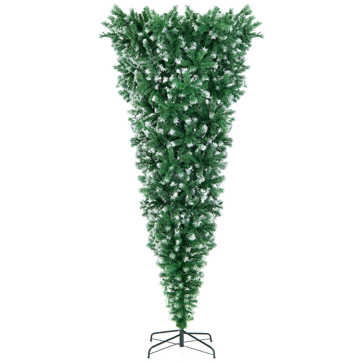 7.5 FT Pre-lit Upside Down Christmas Tree, Snow Flocked Artificial Xmas Tree with 1100 PVC Branch Tips