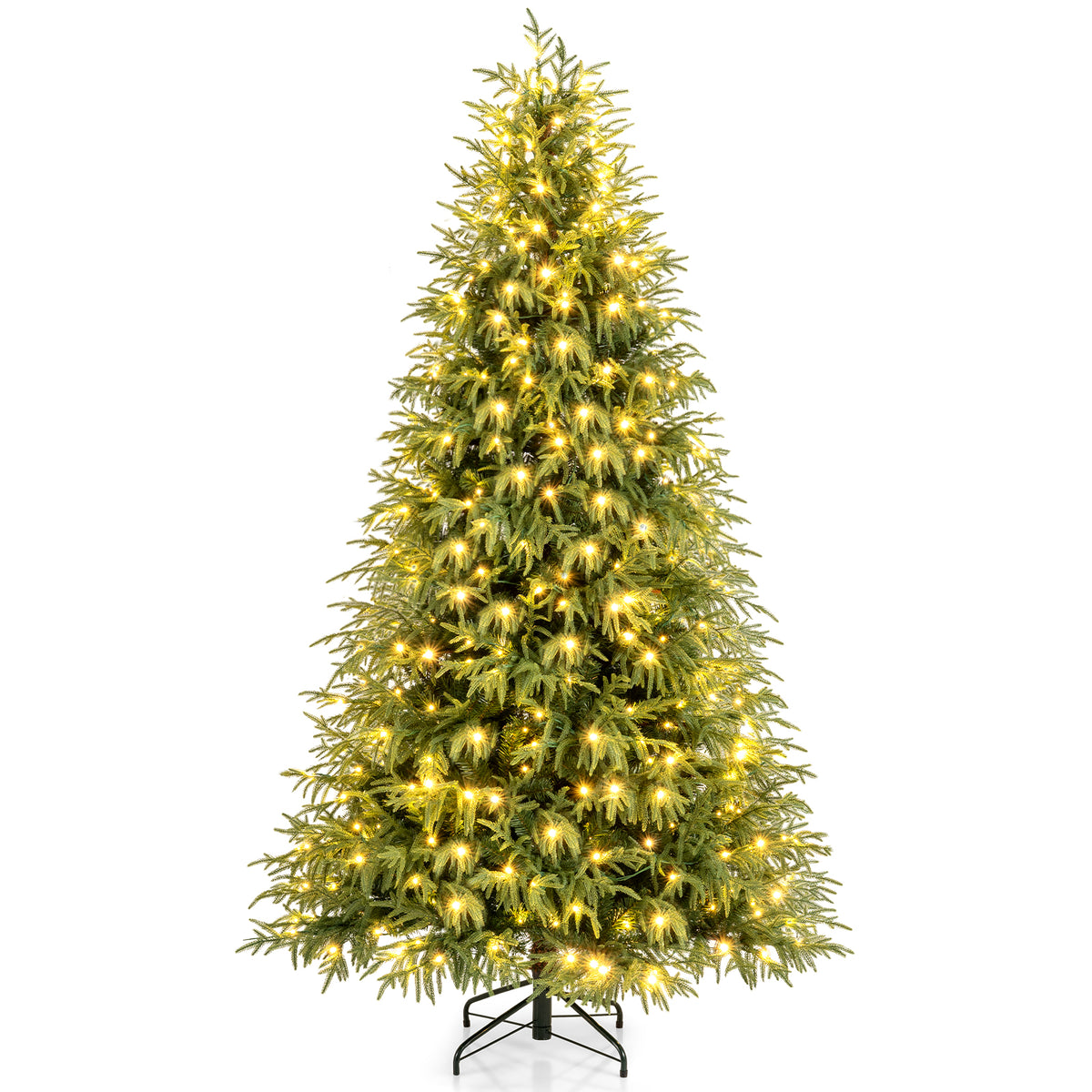 7.5FT Prelit Artificial Christmas Tree, Hinged Xmas Tree with 1449 Branch Tips